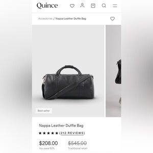 Quince Nappa Black Leather Men's Weekender Bag